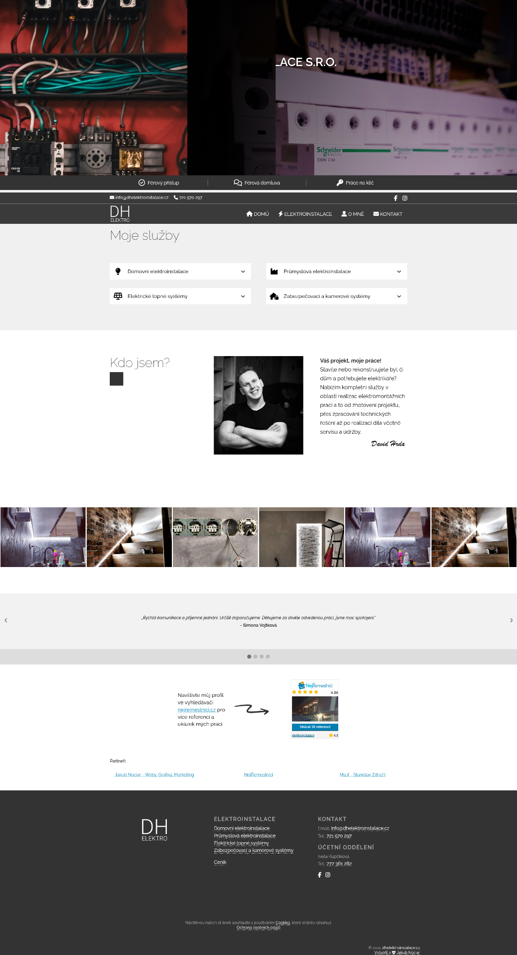 DH Elektroinstalace - původní design webu